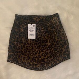 Zara Brown Leopard Print Mini Skirt